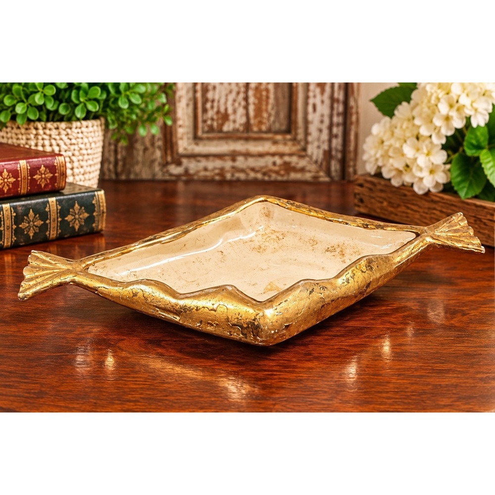 Weeping Bright Gold Open candy Dish